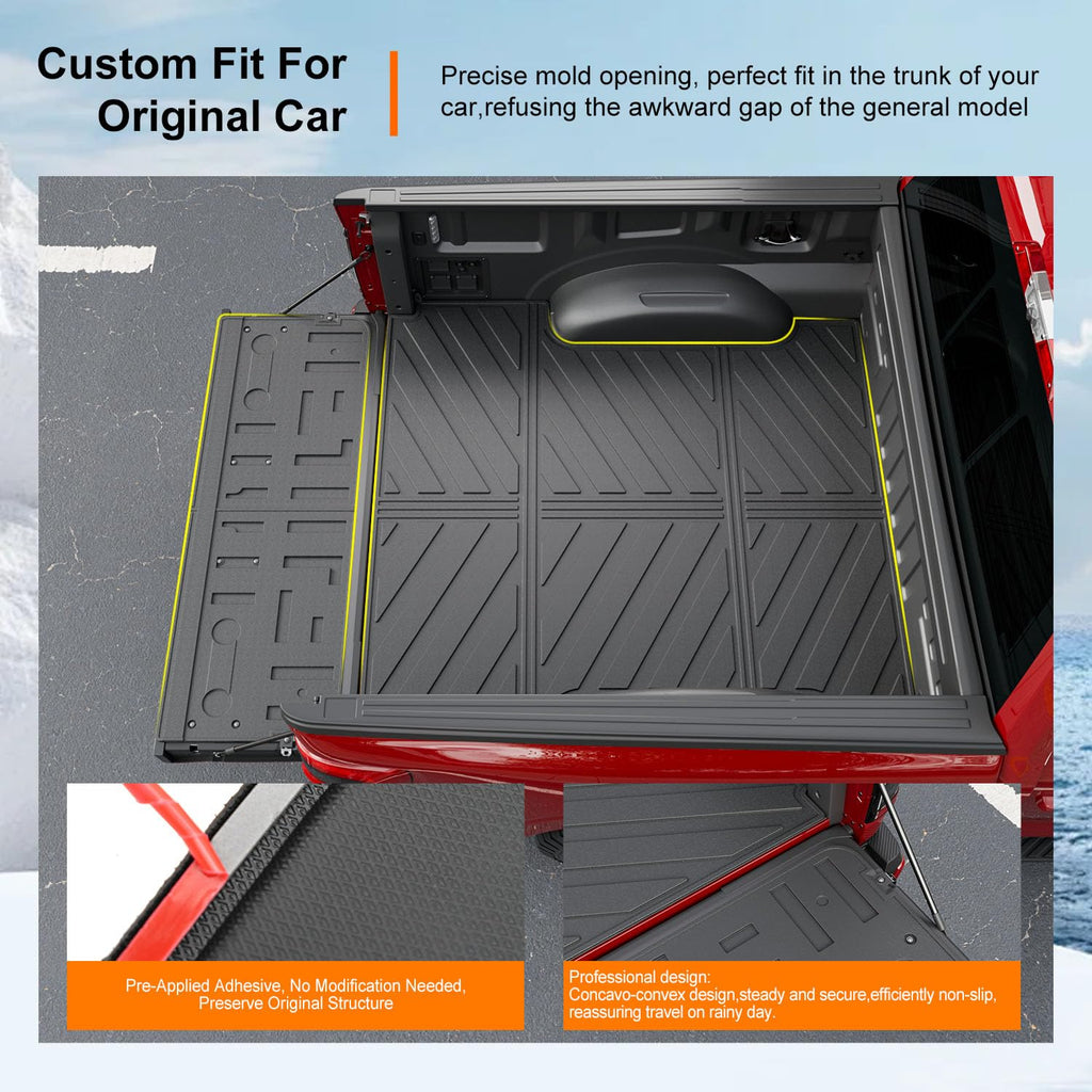 powoq 5.5FT Bed Liner Compatible with 2015-2026 Ford F150 Truck Bed Mat Waterproof Bed Mat TPE Truck Bed Liner Replacement for 2015-2026 Ford F150 Accessories (3-Fold 5.5FT Truck Bed Mat)