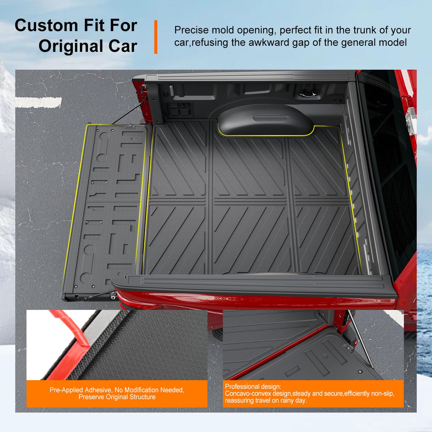 powoq 5.5FT Bed Liner Compatible with 2015-2026 Ford F150 Truck Bed Mat Waterproof Bed Mat TPE Truck Bed Liner Replacement for 2015-2026 Ford F150 Accessories (3-Fold 5.5FT Truck Bed Mat)