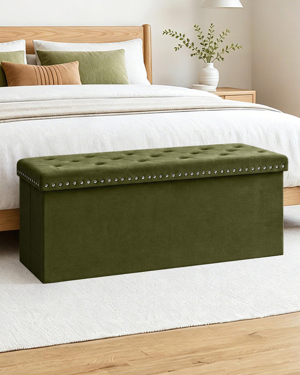 B FSOBEIIALEO Storage-Ottoman Cube-Folding Tufted - Ottomans with Storage, Coffee Table Top Cover, Storage Boxes Footrest Stool for Bedroom, Luxury Velvet Fabric 15.7 Inches Black