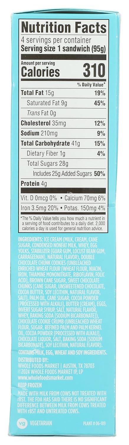 365 by Whole Foods Market Cookies & Cream Ice Cream Sandwiches, 17 FZ
