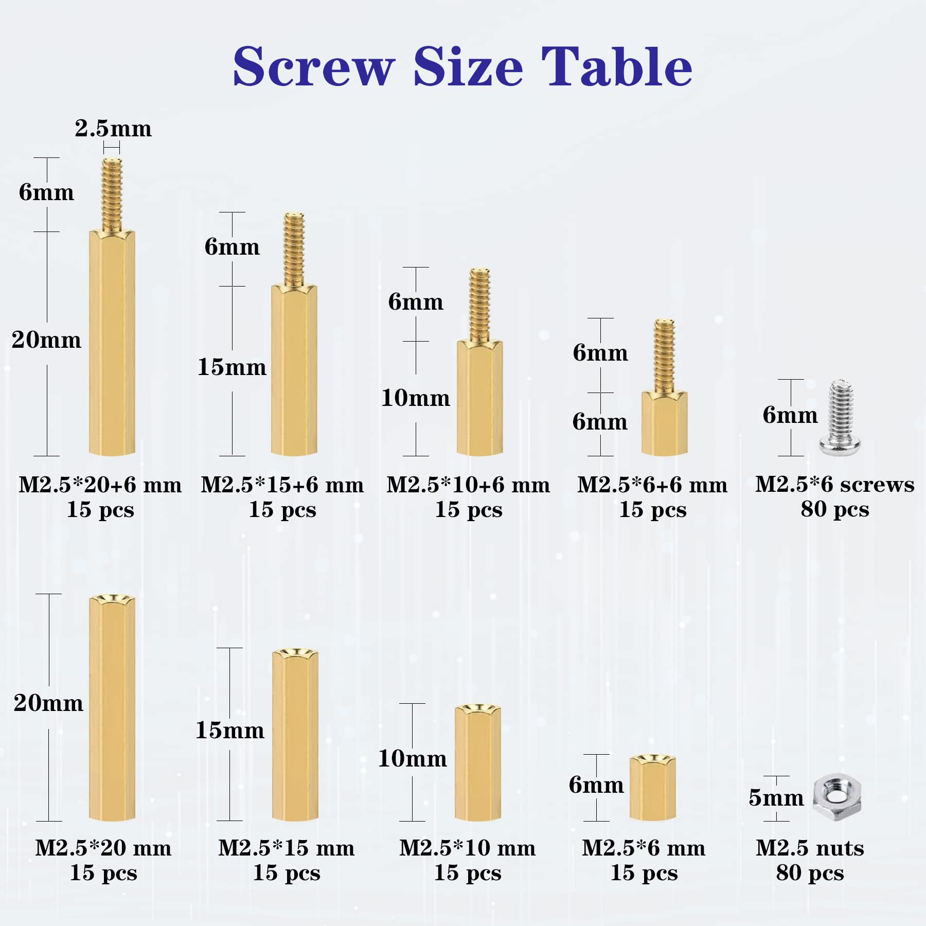 400Pcs M2 Motherboard Standoffs&Screws&Nuts Kit, Hex Male-Female Brass Spacer Standoffs, Laptop Screws for DIY Computer Build, Electronic Projects, Raspberry Pi, Circuit Board etc.