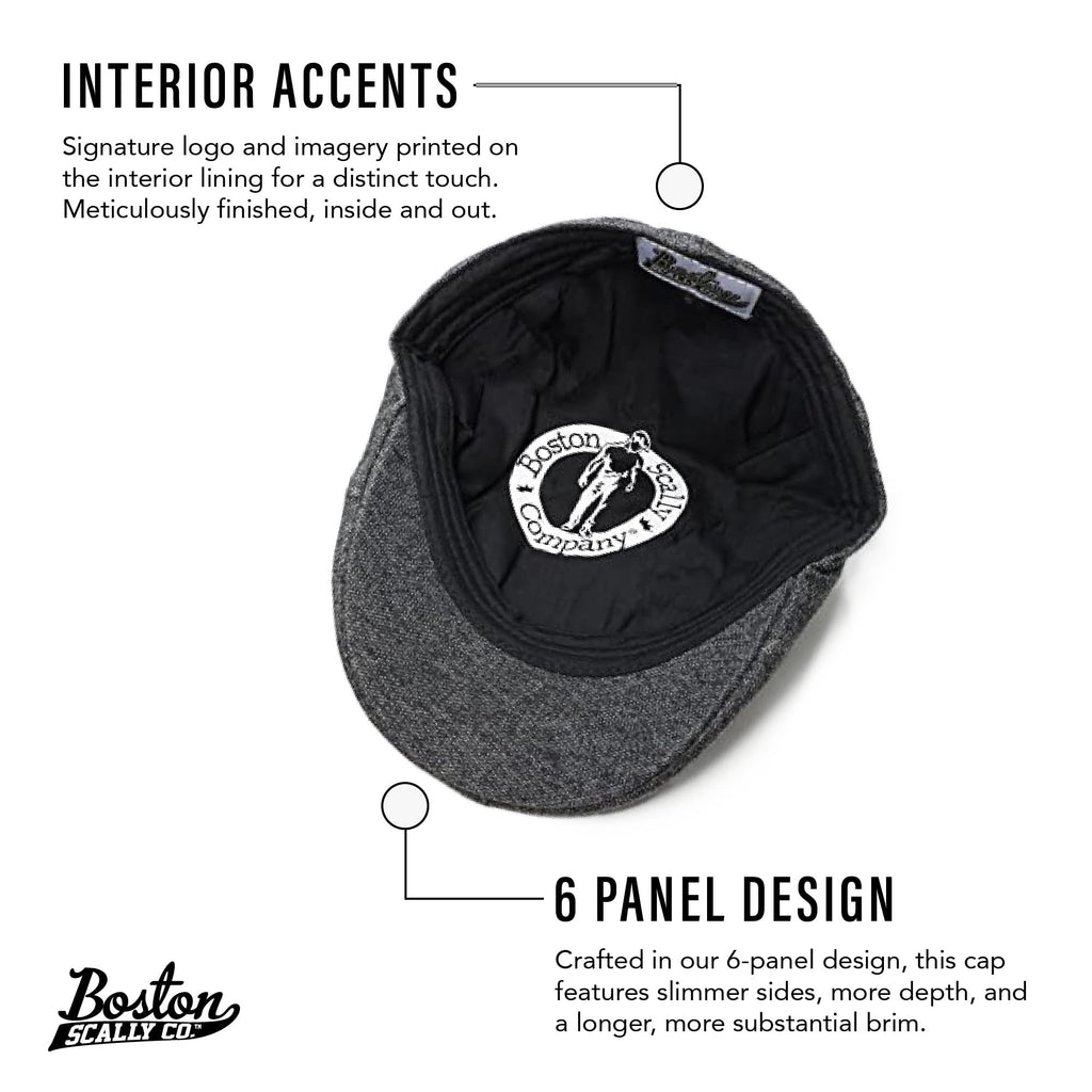 The Original Boston Scally Cap - The Scrapper Newsboy Flat Cap - 6 Panel Cotton Fitted Hat for Men