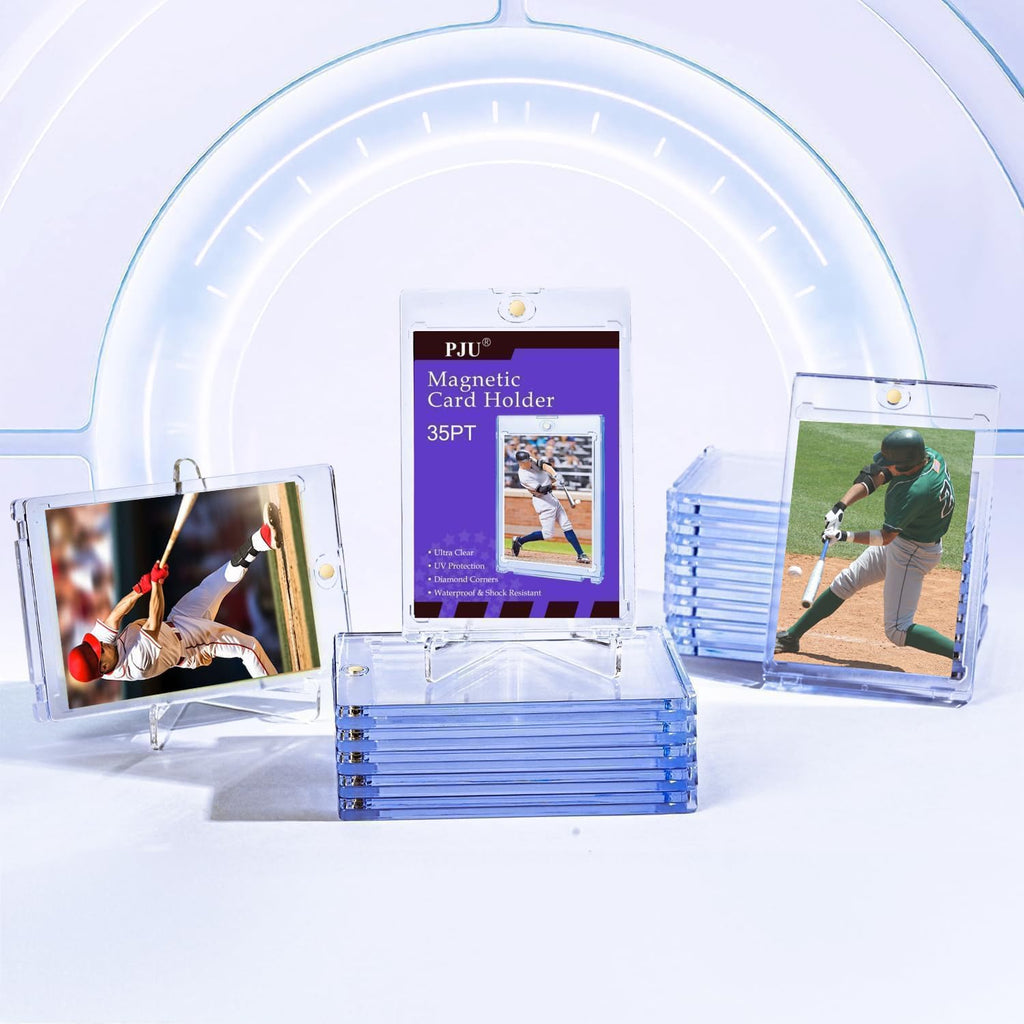 30ct Magnetic Card Holder, 35pt Slim One Touch Card Holder, Hard Plastic Protectors, UV Protection Magnetic Cards Case Fits for Baseball, Football, Game, Sports Collectible Cards, Ultra Slim