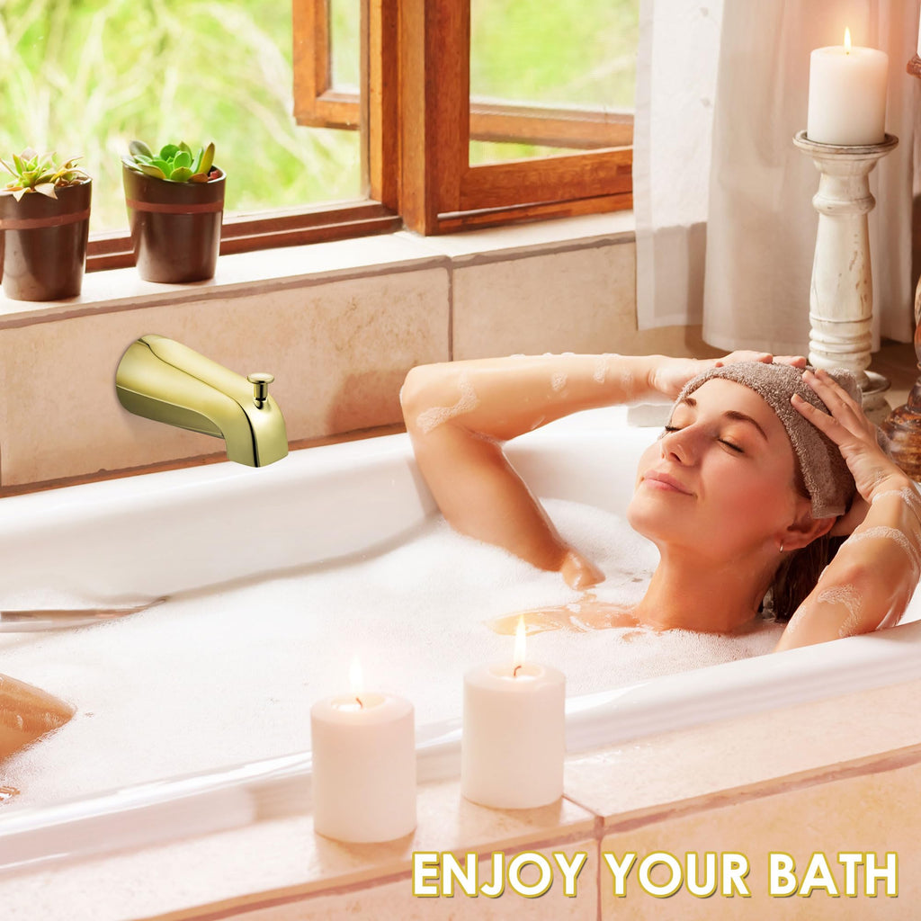 Enhon Slip on Tub Spout with Diverter, Compatible with American Standard 8888026.002 Tub Spout, Bathroom Bathtub Faucet, Fits 1/2 Copper Water Tube(5/8 Dia), 5/32 Hex Wrench(Brushed Nickel,1)