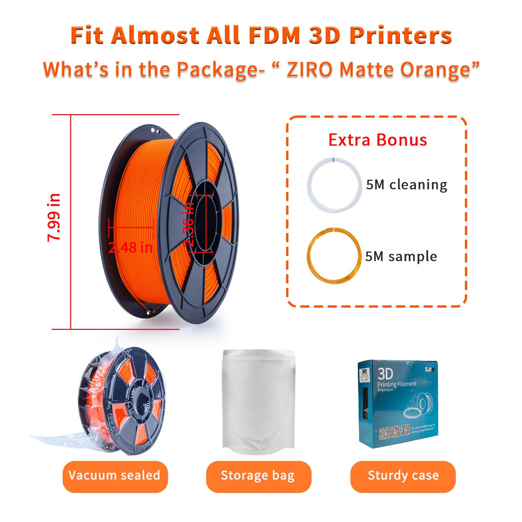 ZIRO 3D Printer Filament, PLA Filament 1.75mm, Black pla 1KG(2.2lbs), Dimensional Accuracy +/- 0.03mm, Fits Most FDM Printer AMS System,3D Printing Filament Spool Black (Plastic Reel)