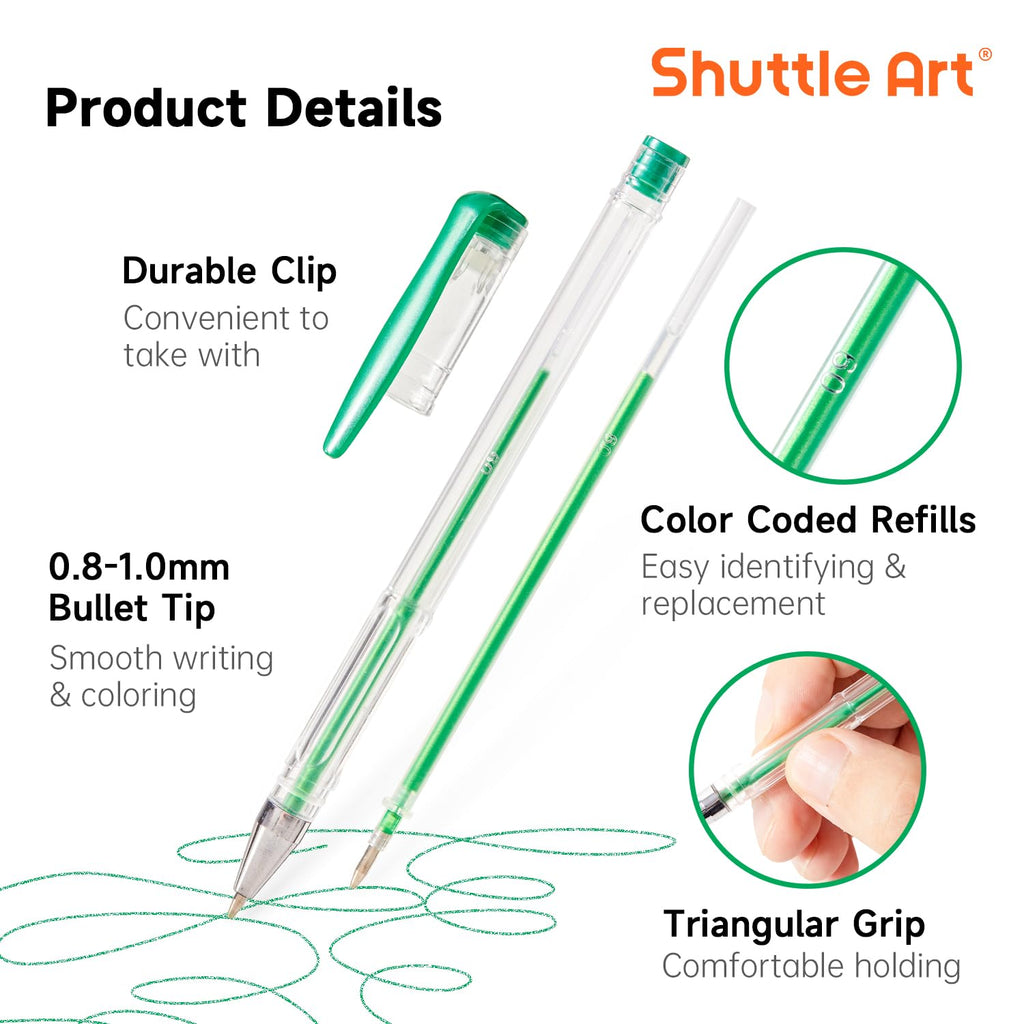 Shuttle Art Pastel Gel Pens, 24 Pastel Milky Colors Gel Pen for Black Paper, Adults Coloring Books Drawing Doodling Crafts Scrapbooking Journaling