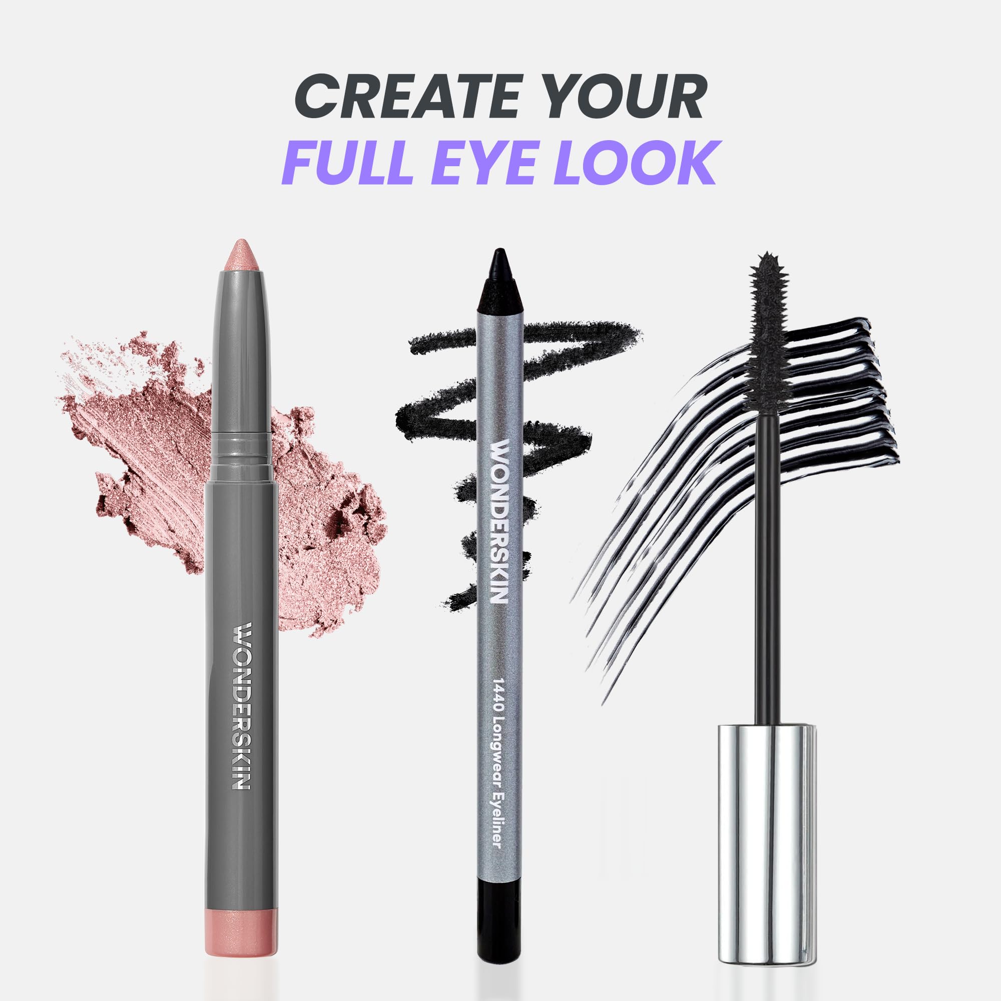Wonderskin IYKYK Eyeshadow Stick - Longwear Eye Shadow Sticks, Budge-Proof and Waterproof Shimmer Eyeshadow Stick with Built-in Sharpener (Ash)