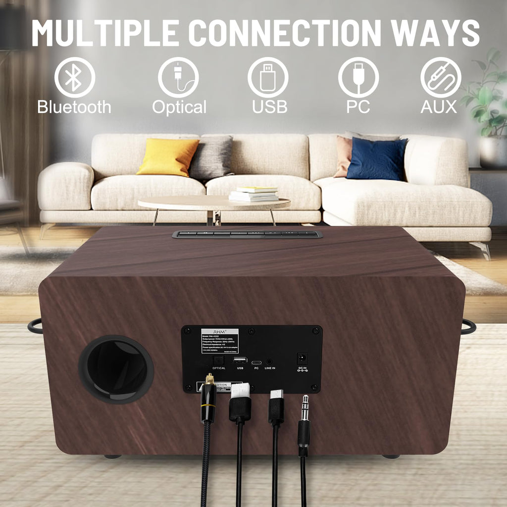 RHM K222 Karaoke Machine for Smart TV with Optical Input–Ultra-Low Latency, 3-Mic Support, 90FT Range, 70W Rich Stereo Sound, Voice Beautifier, Bluetooth/RCA, Perfect for Family Parties