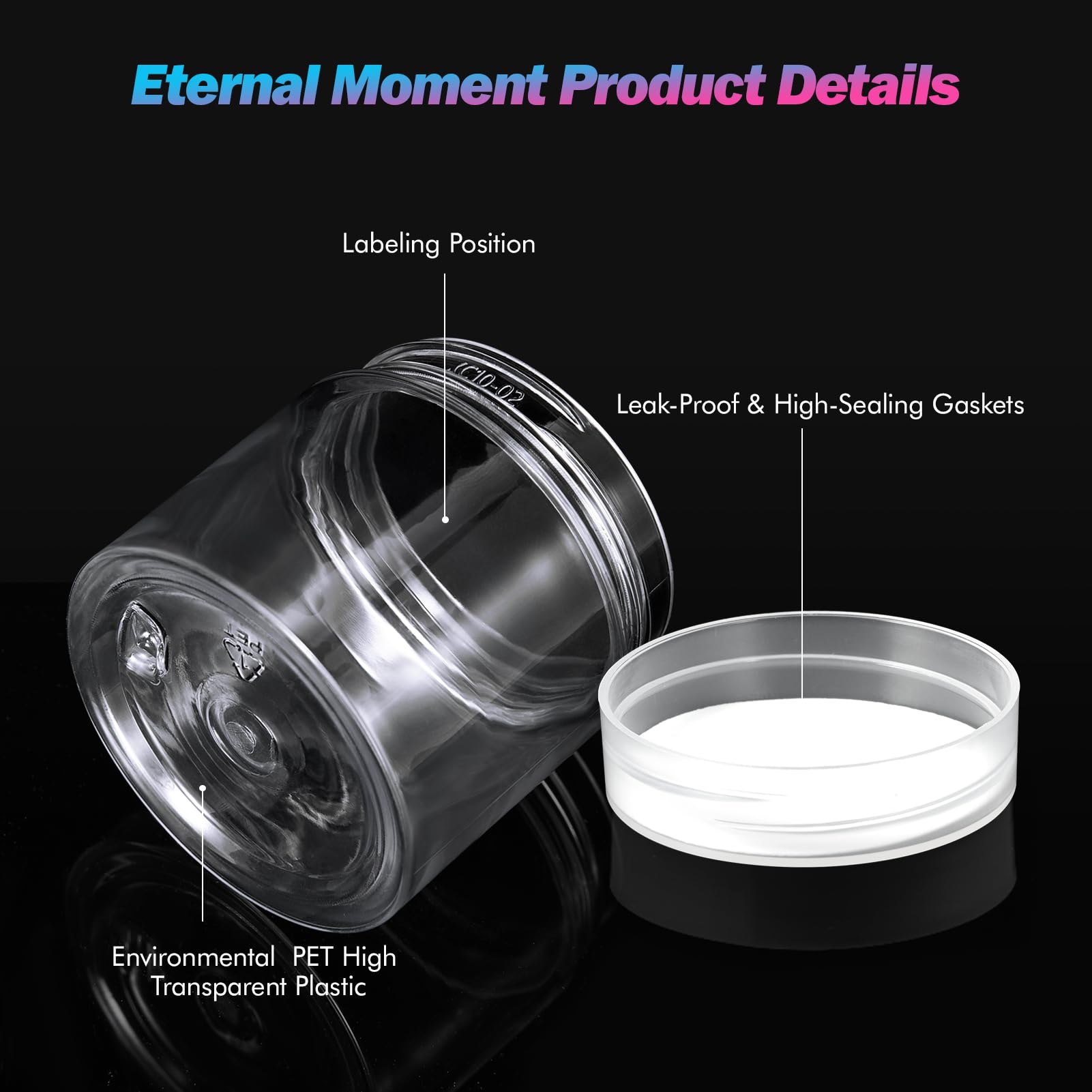 Eternal Moment 36 Pack 1 OZ Plastic Jars Round Clear Cosmetic Container Jars with Lids, Perfect for Lotion, Cream, Ointments, Makeup, Eye Shadow, Rhinestone, Samples, Pot, Travel Storage
