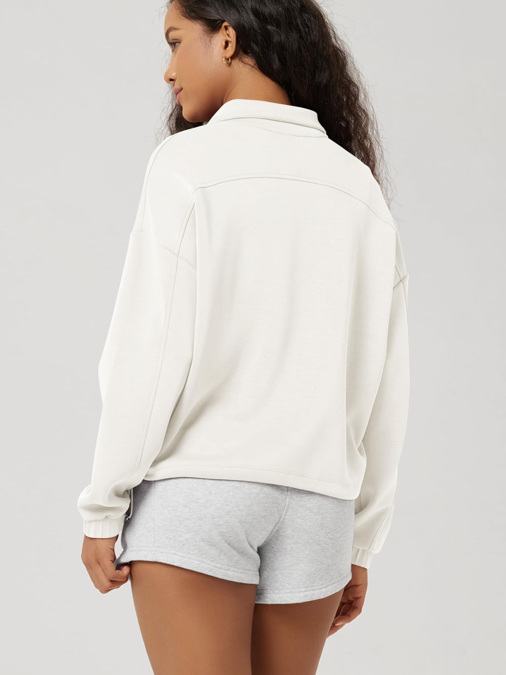 ODODOS Women's Modal Soft Cinchable Sweatshirts Half Zipper Funnel Neck Oversize Pullover with Pockets