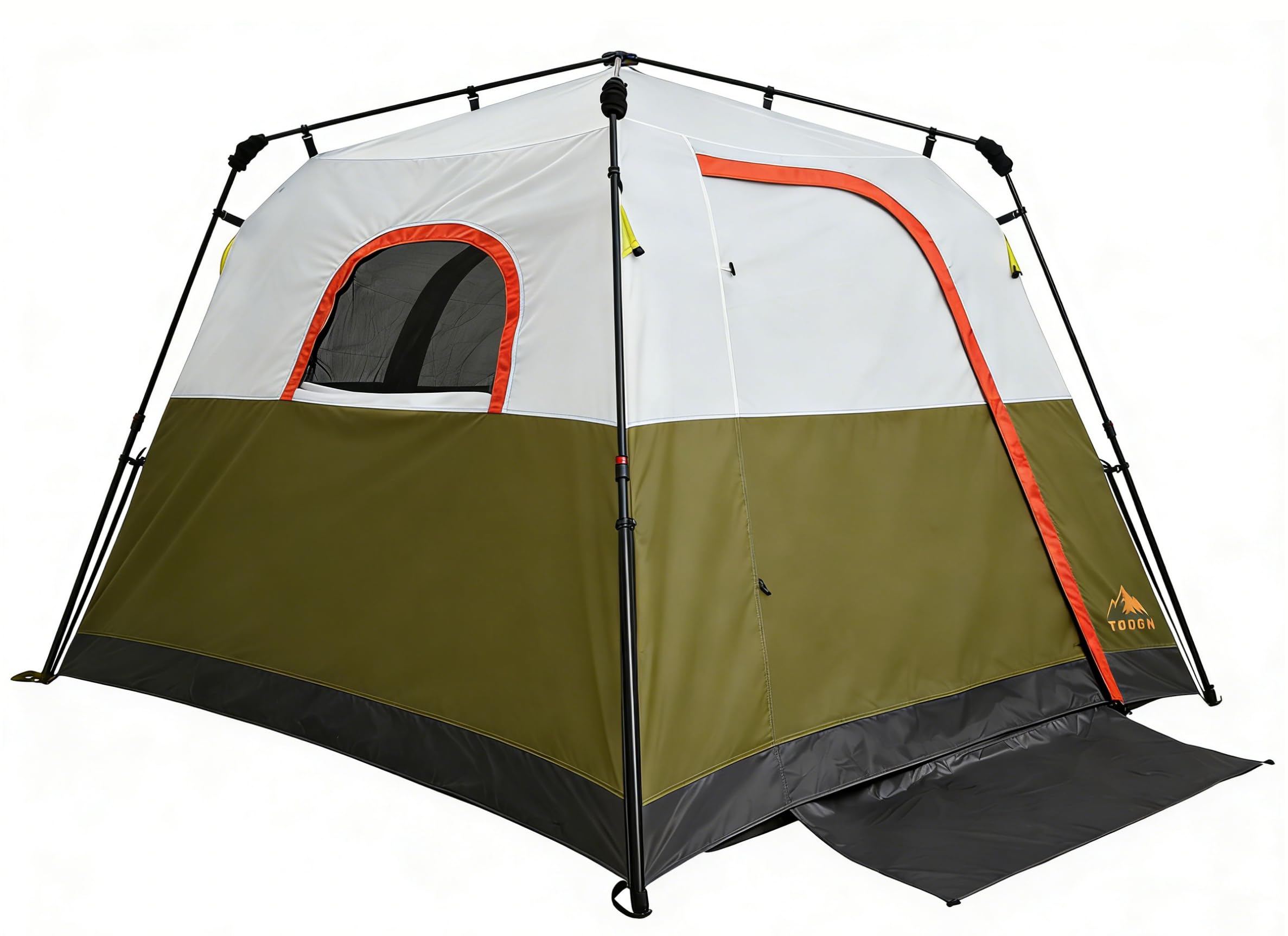 3/4 Person Camping Tent with 1 Door, 4 Windows, and Upgraded Ventilation– Instant Setup, Waterproof, 8'x 8'x 67''Oxford Fabric Floor Pop Up in 60 Seconds Includes Rainfly and Backpack