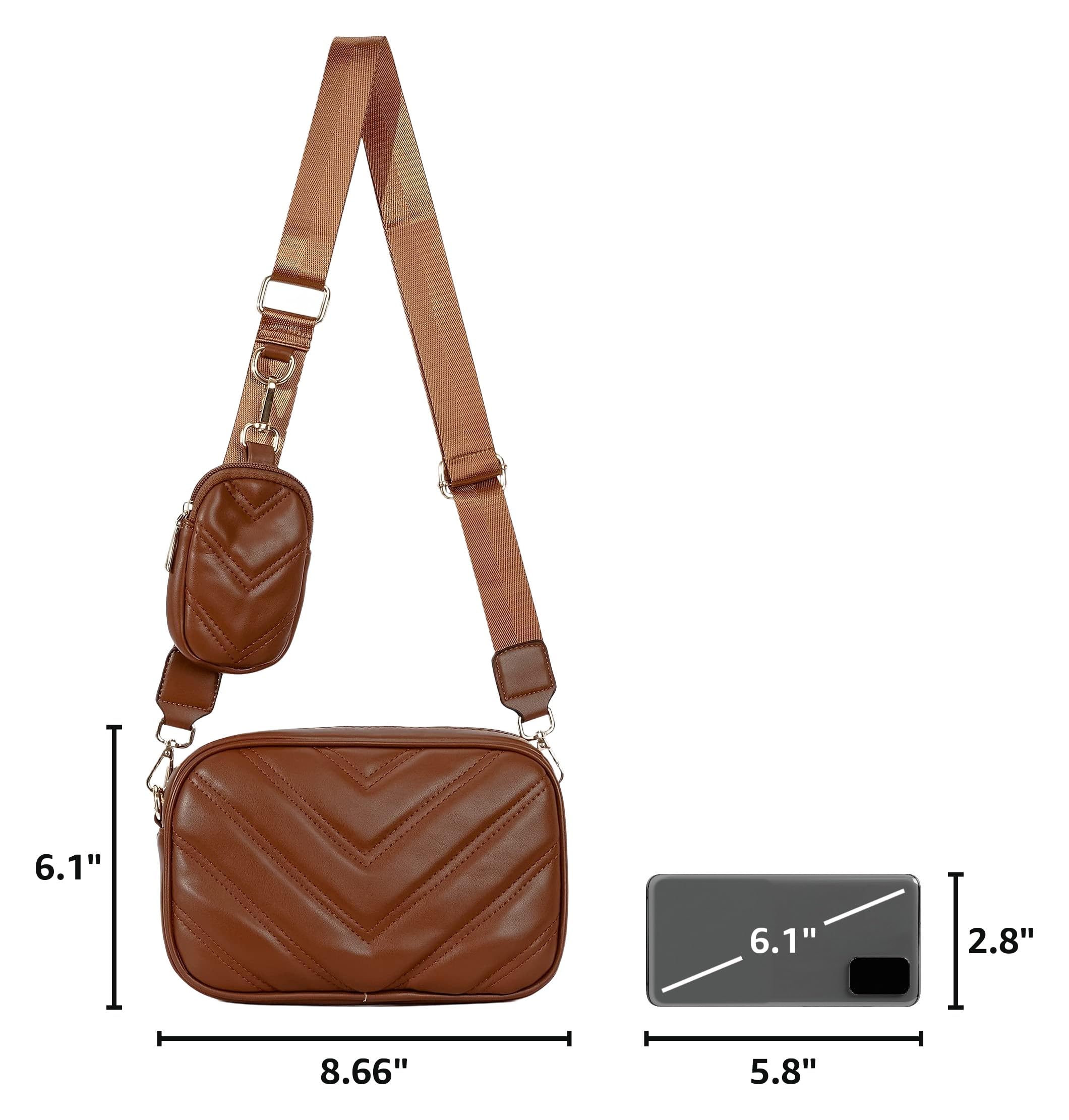 Herald Chevron Quilted Small Crossbody Bag with Coin Purse Pouch, Women Square Camera Side Shoulder 2 Size Handbags | Chevron