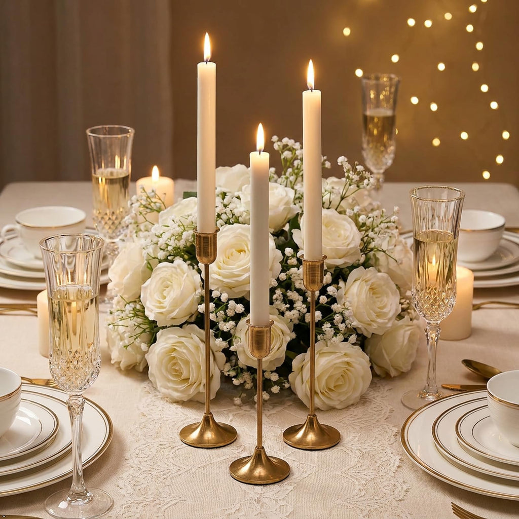 Black Hurricane Glass Candle Holders Set of 3, Tall Metal Taper Candle Stick Holder, Clear Candlestick Holders, Table Centerpieces Decor for Dining Dinner, Weddings, Christmas Fireplace Decorations