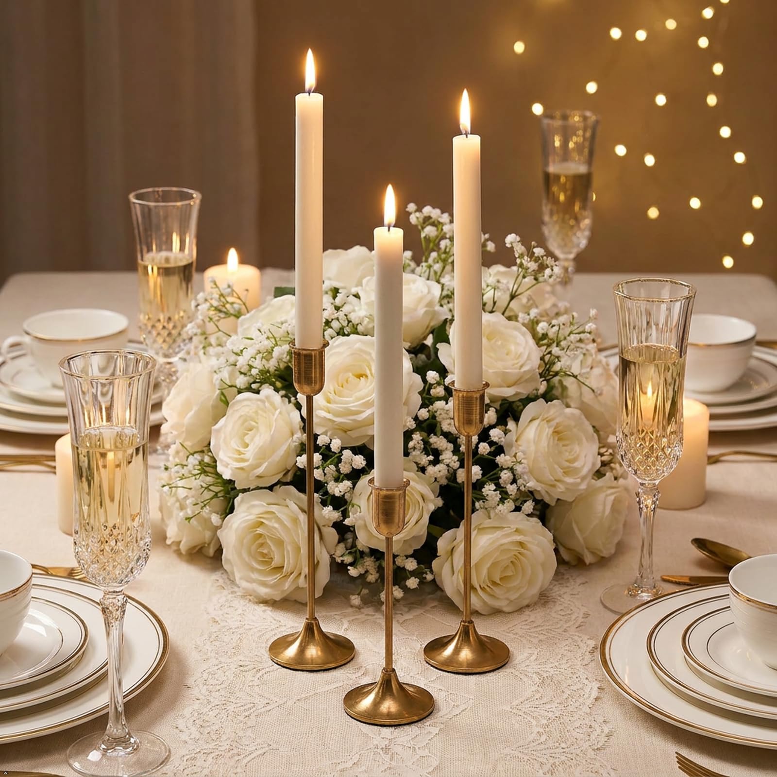 Black Hurricane Glass Candle Holders Set of 3, Tall Metal Taper Candle Stick Holder, Clear Candlestick Holders, Table Centerpieces Decor for Dining Dinner, Weddings, Christmas Fireplace Decorations