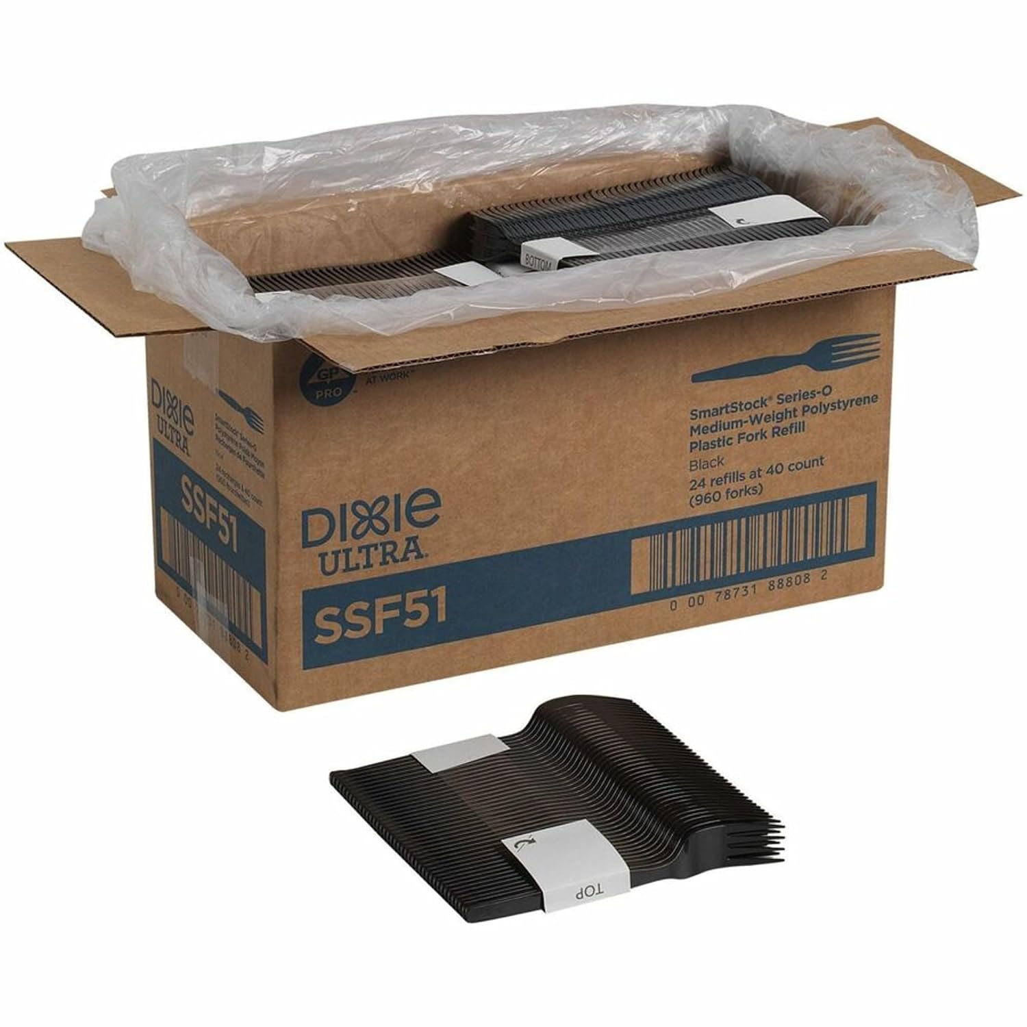 Dixie SSF51 SmartStock Plastic Cutlery Refill, Forks, Black, 6.5 Inches, 40 Per Pack (Case of 24 Packs)