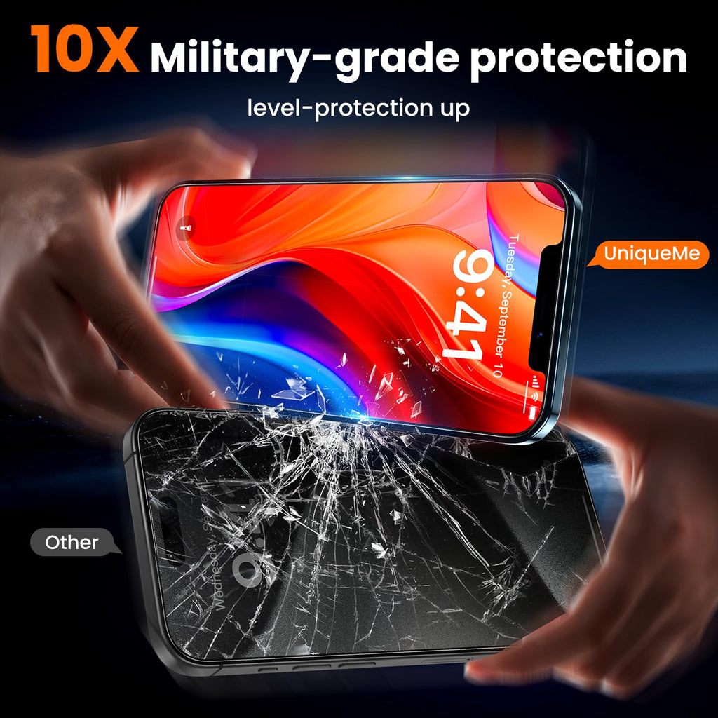 UniqueMe for iPhone 12 Pro Max Privacy Screen Protector - [Military Grade Shatterproof & 9H+ Hardness] Screen Protector 12 Pro Max Tempered Glass Full Coverage Protection, Easy to install, 2 Packs