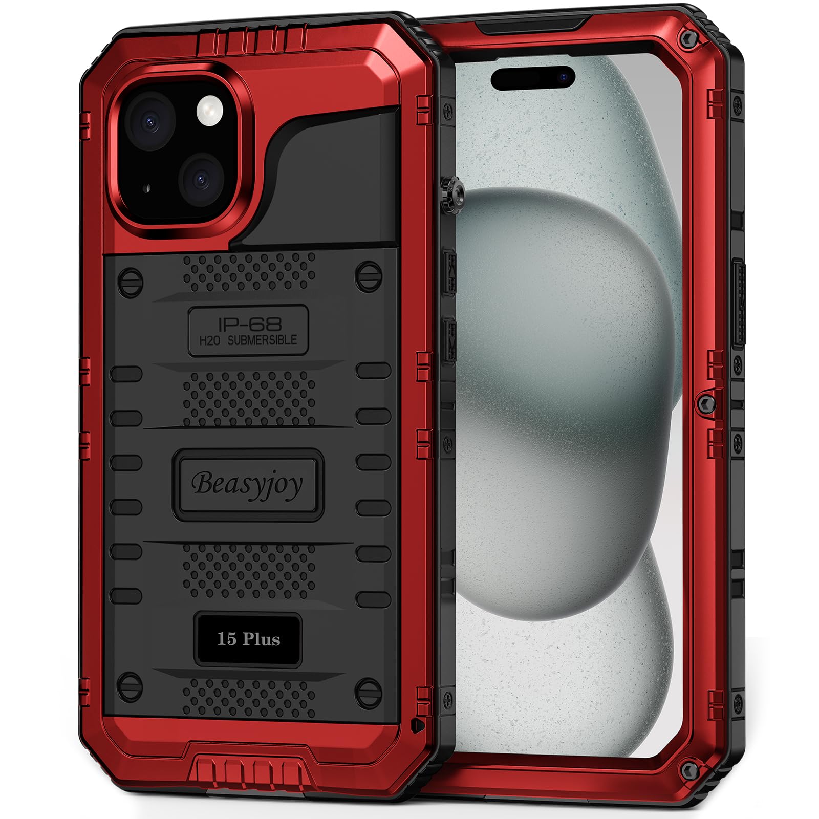 Beasyjoy for iPhone SE 2022/2020/ 8/7 Metal Case, Waterproof Heavy Duty Case with Screen Protector, Full Body Protection Military Grade Shockproof Defender Durable Sturdy Rugged Aluminum Cover, Black