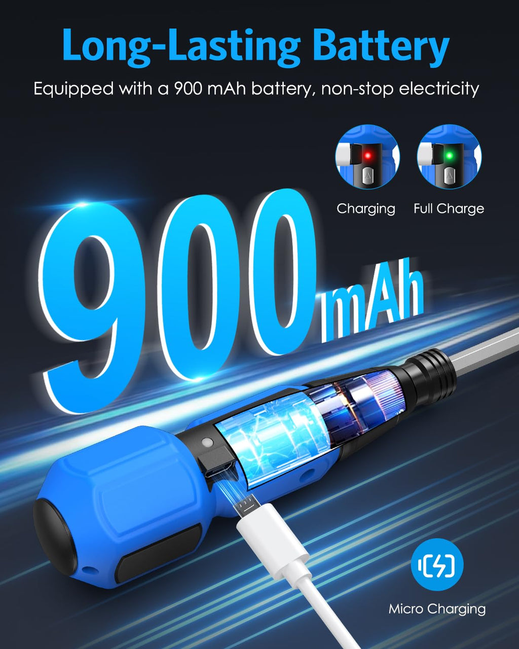 AMIR Cordless Power Screwdriver, Rechargeable Electric Screwdriver Sets, Portable Automatic Home Repair Tool Kit, Motorized Screwdriver with USB Cable and LED Lights