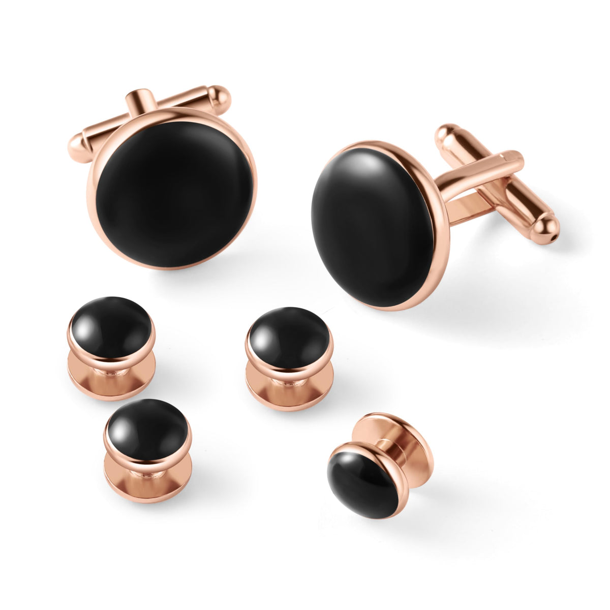 Men's Cufflinks & Tuxedo Studs Set - 316L Stainless Steel Formal Wedding Jewelry, Groomsmen Gift Set with Gift Box