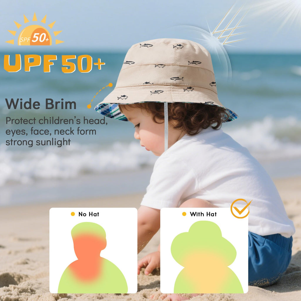Durio UPF 50+ Beach Baby Sun Hat Sun Protection Cute Wide Brim Summer Baby Boy Bucket Hats Toddler Sun Hats for Girl