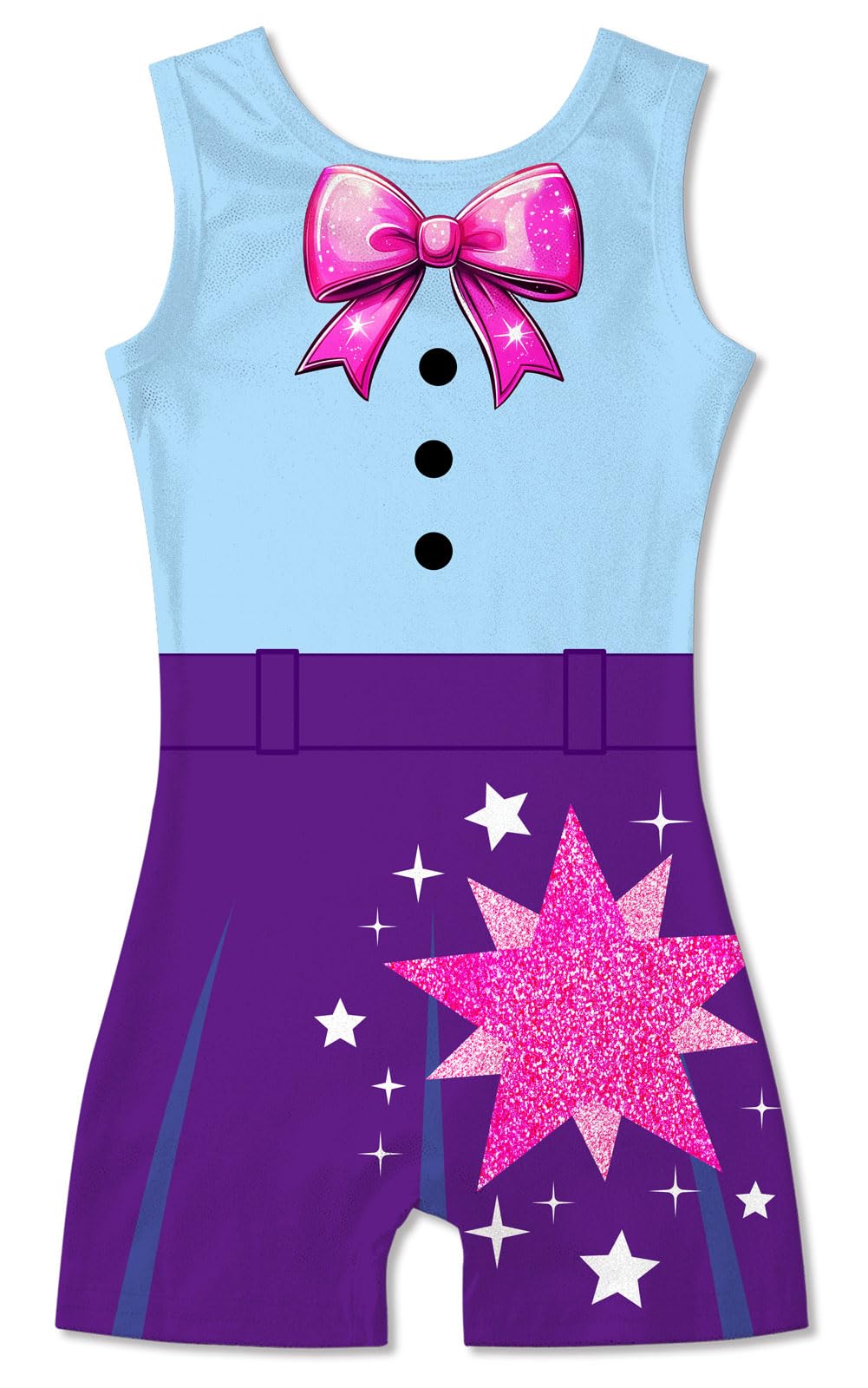Funnycokid Gymnastics Leotards for Girls with Shorts Sparkly Kids Biketards Dance Unitard 3-10 Years