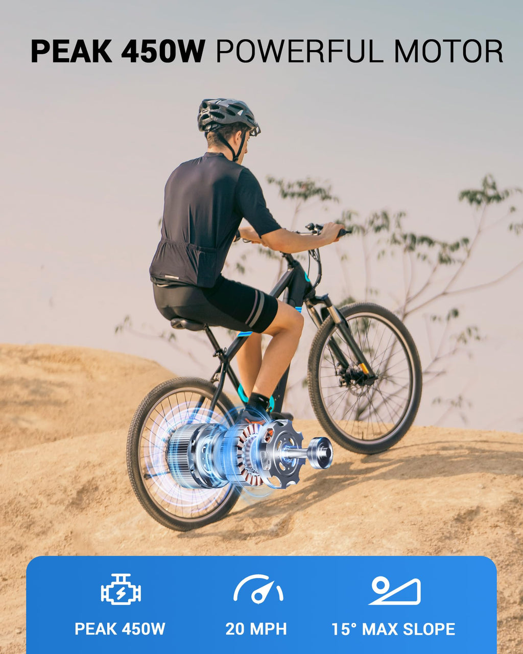 MULTIJOY Electric Bike for Adults,36V Built-in Invisible Removable Battery,350W Brushless Motor(Peak 450W) Electric Mountain Bike,26" Tires&Front Fork Suspension,UL Certified 7-Speed