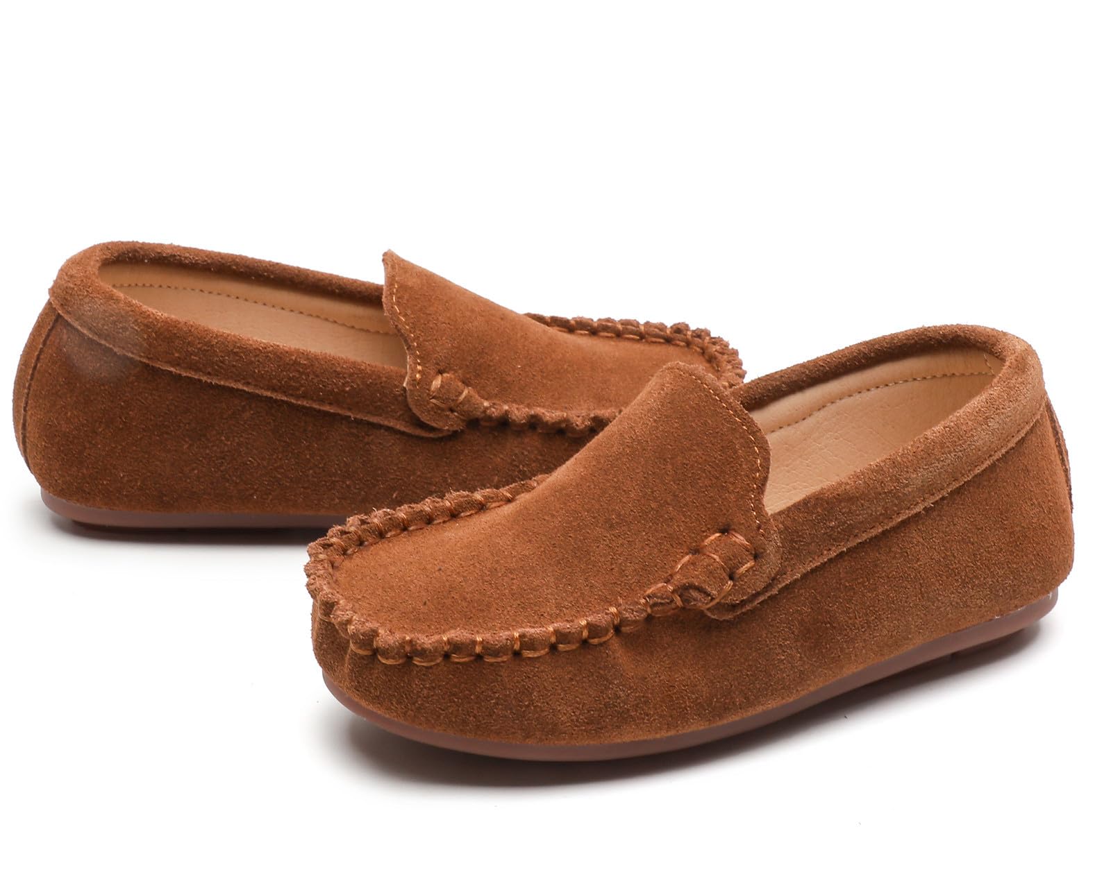 DADAWEN Toddler Little Kid Boys Girls Soft Suede Leather Slip On Flat Boat Dress Shoes Wedding Church Oxford Shoes Loafers