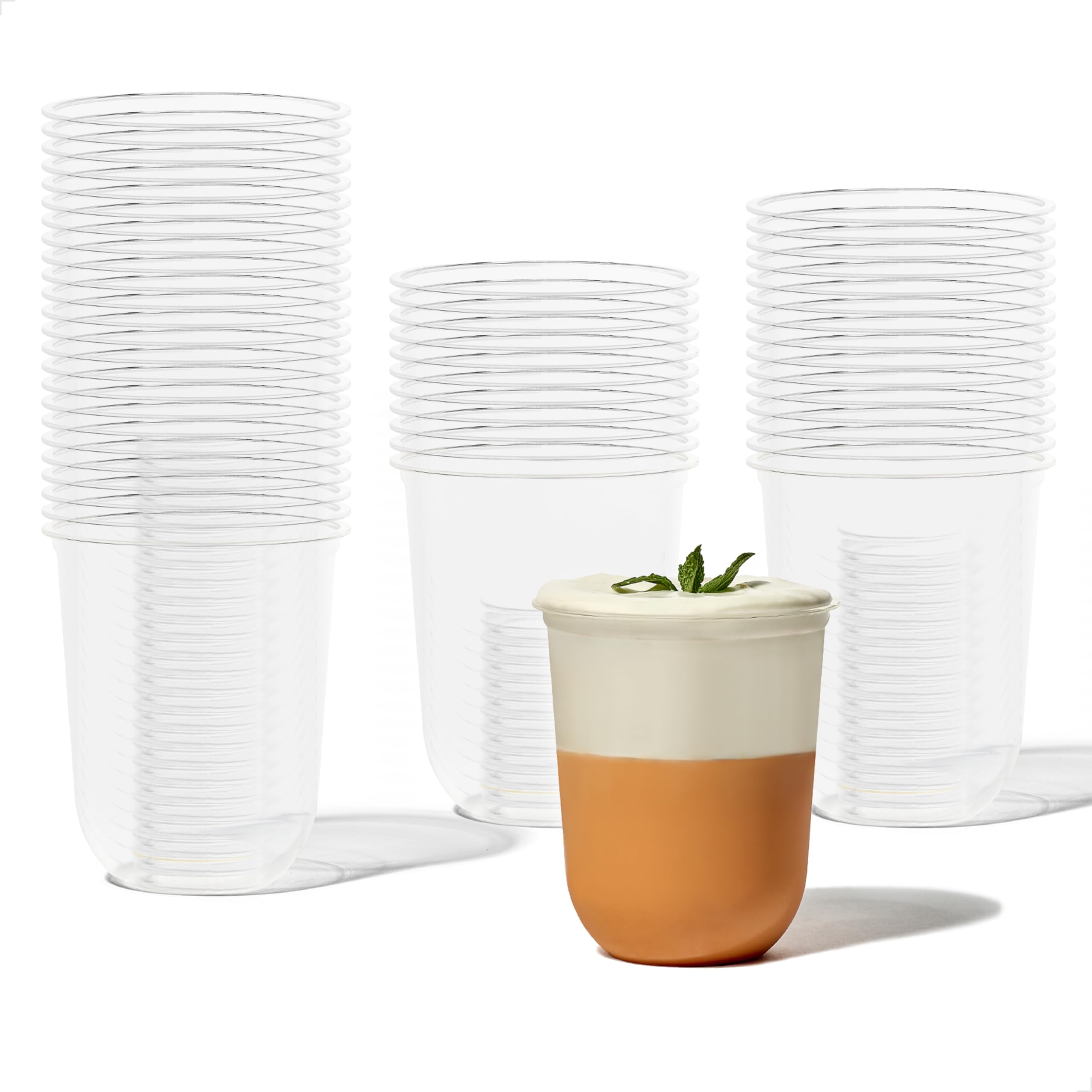 TOSSWARE NATURAL 12oz Arc - Plant Based 98mm Clear Cold Cups - Plastic Alternative for Parties, Bachelorettes, Weddings - Recyclable - Set of 100