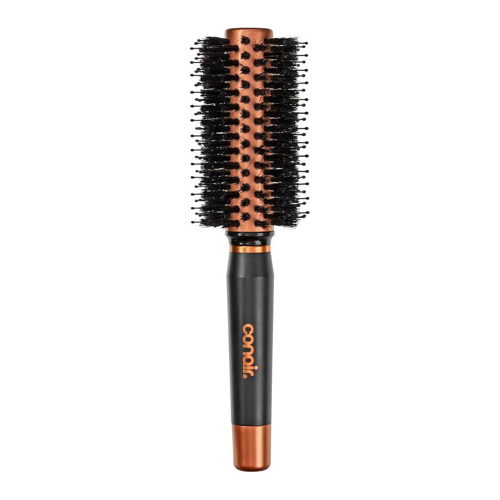 Conair Quick Dry Copper Round Hair Brush for Blow Drying, Blow Out Styler Hairbrush for Voluminous Looks, Nylon & Boar Bristles Help Dry & Style Hair Fast Without Snagging or Pulling, Handle May Vary