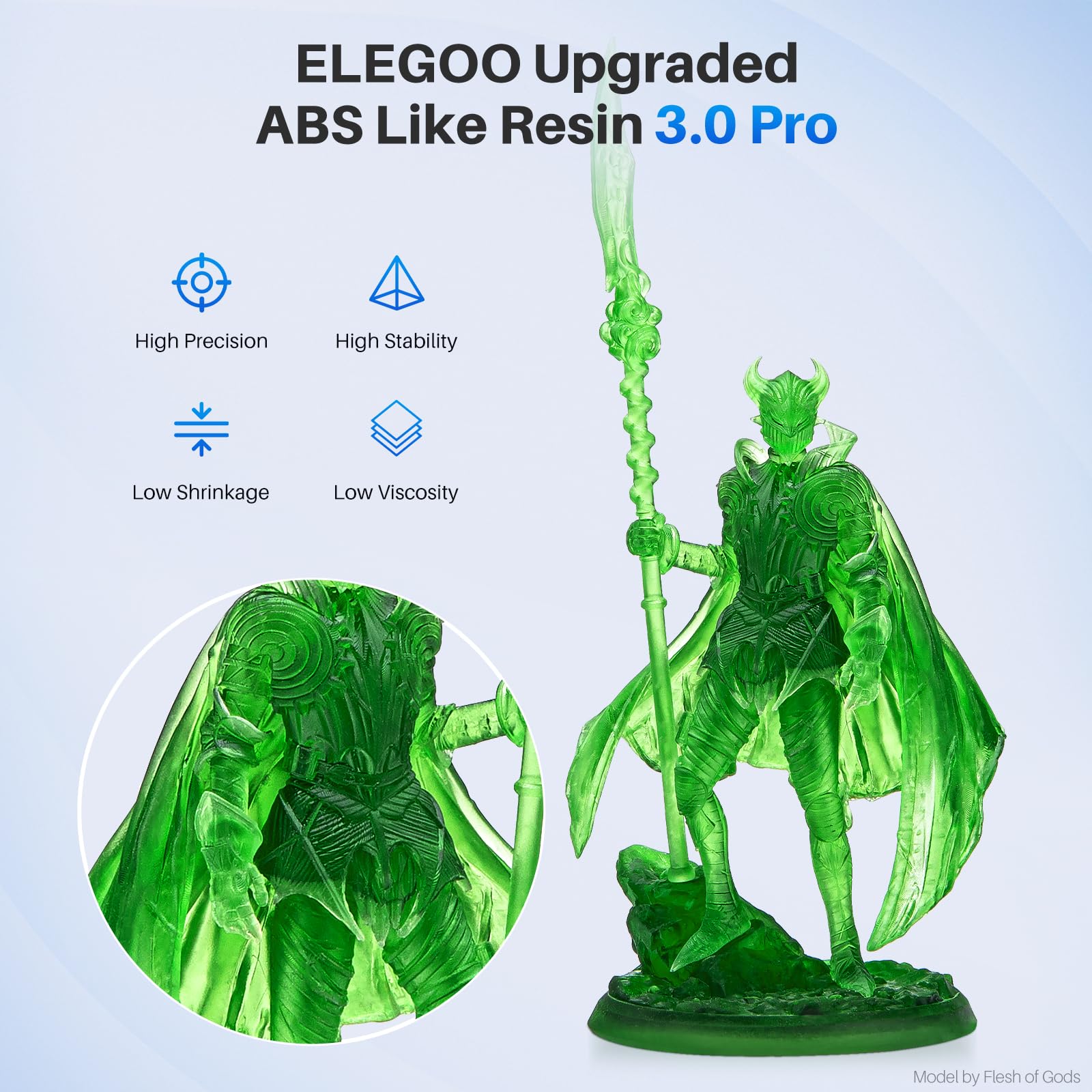 ELEGOO ABS-Like Resin 3.0 Pro, Higher Scratch-Resistance 3D Printing Photopolymer Resin, 405nm UV Resin for MSLA/DLP/LCD Printers Fast Curing High Precision Non-Brittle, Beige 1000g