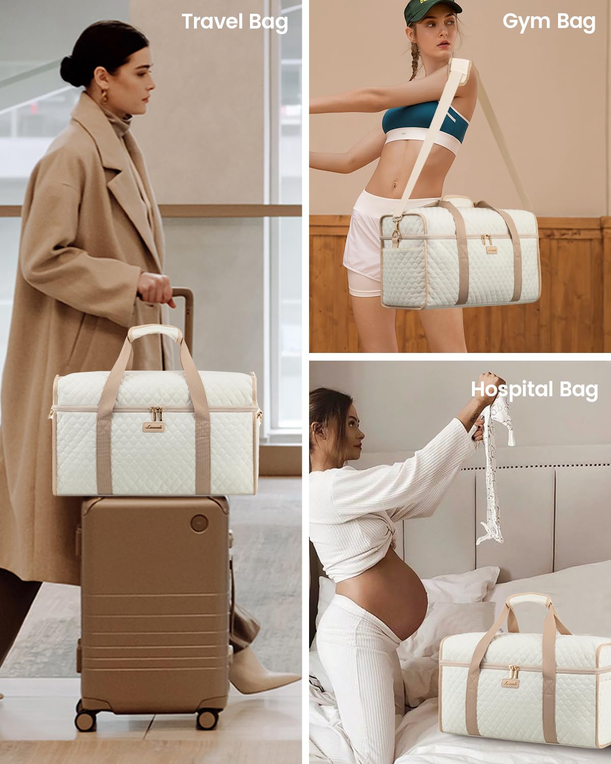 LOVEVOOK Travel Duffle Bag - Weekender & Overnight Bag with Toiletry & Wet Pocket, Carry-On Size, 3pc Set