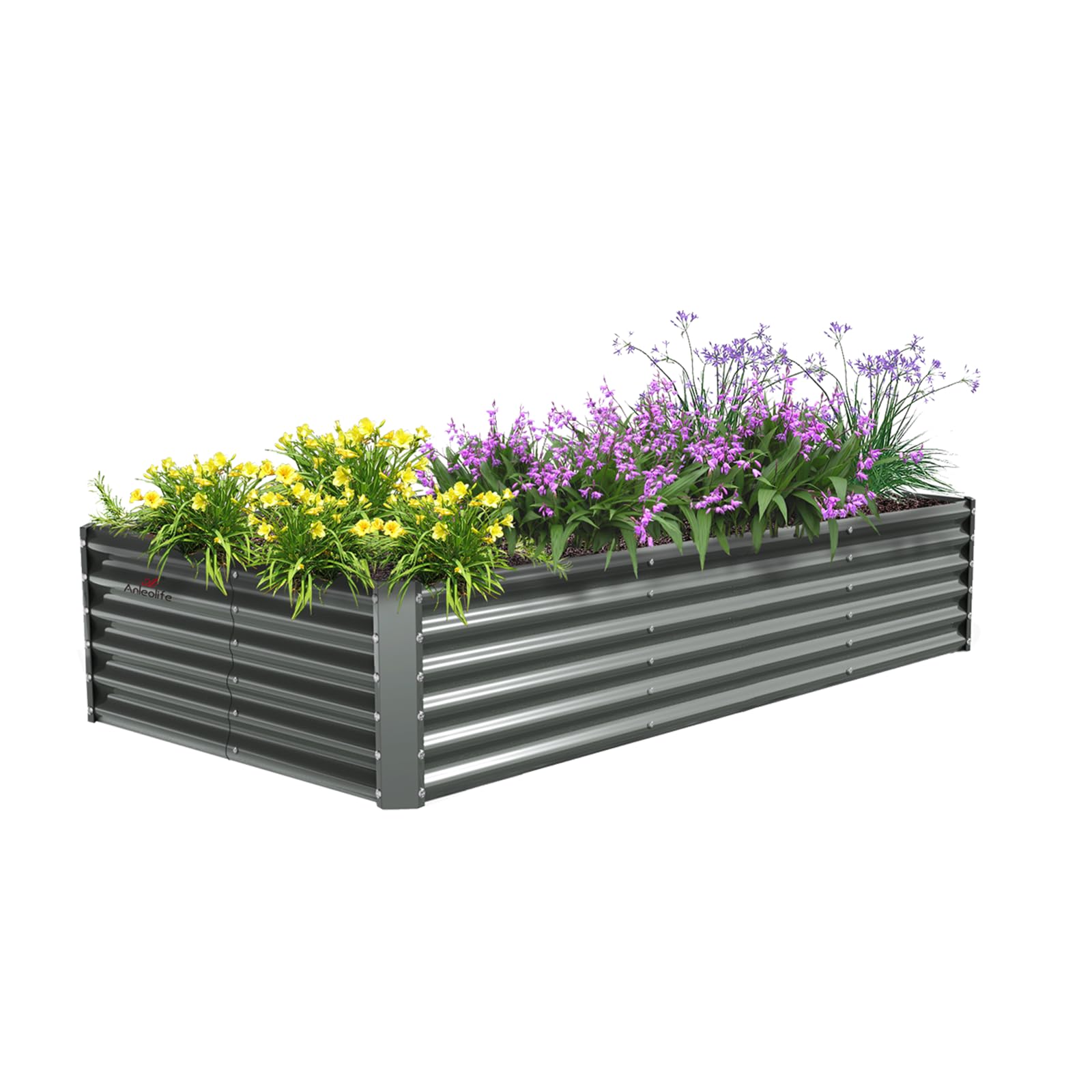 A ANLEOLIFE 2-Pack 3ft x 24” Tall Galvanized Raised Garden Beds Outdoor, Round Metal Planter Box for Planting Vegetables Flowers Herb, Anti-Rust & Easy-Setup, Quartz Grey