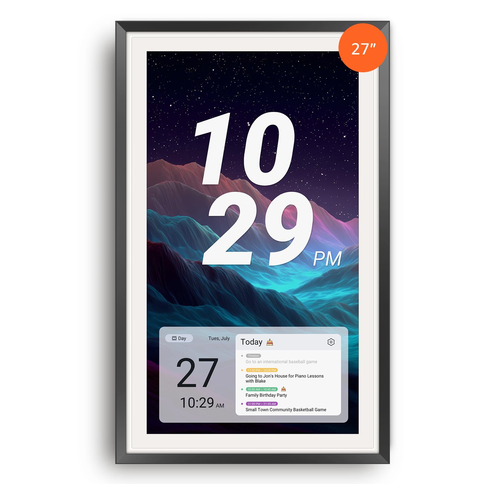 Apolosign 27-inch Digital Calendar & Smart Family Wall Planner, No Subscription, Calendar & Dashboard Dual-Mode System, Shared Touchscreen Display with Calendar Sync, Chore Charts & Family Scheduling Hub, Wall Mount Included (Black)