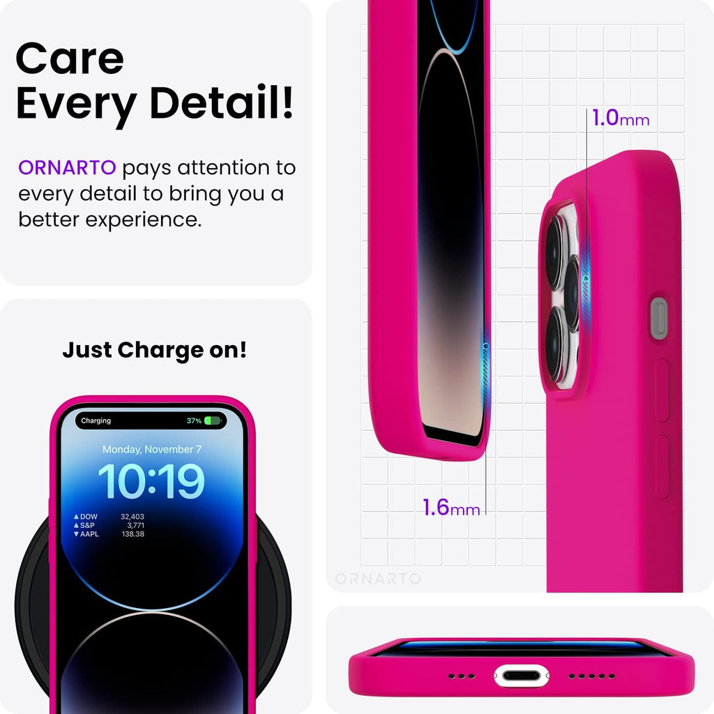 ORNARTO Compatible with iPhone 14 Pro Case 6.1, Slim Liquid Silicone 3 Layers Full Covered Soft Gel Rubber Phone Case Protective Cover with Microfiber Lining 6.1 inch-Baby Blue