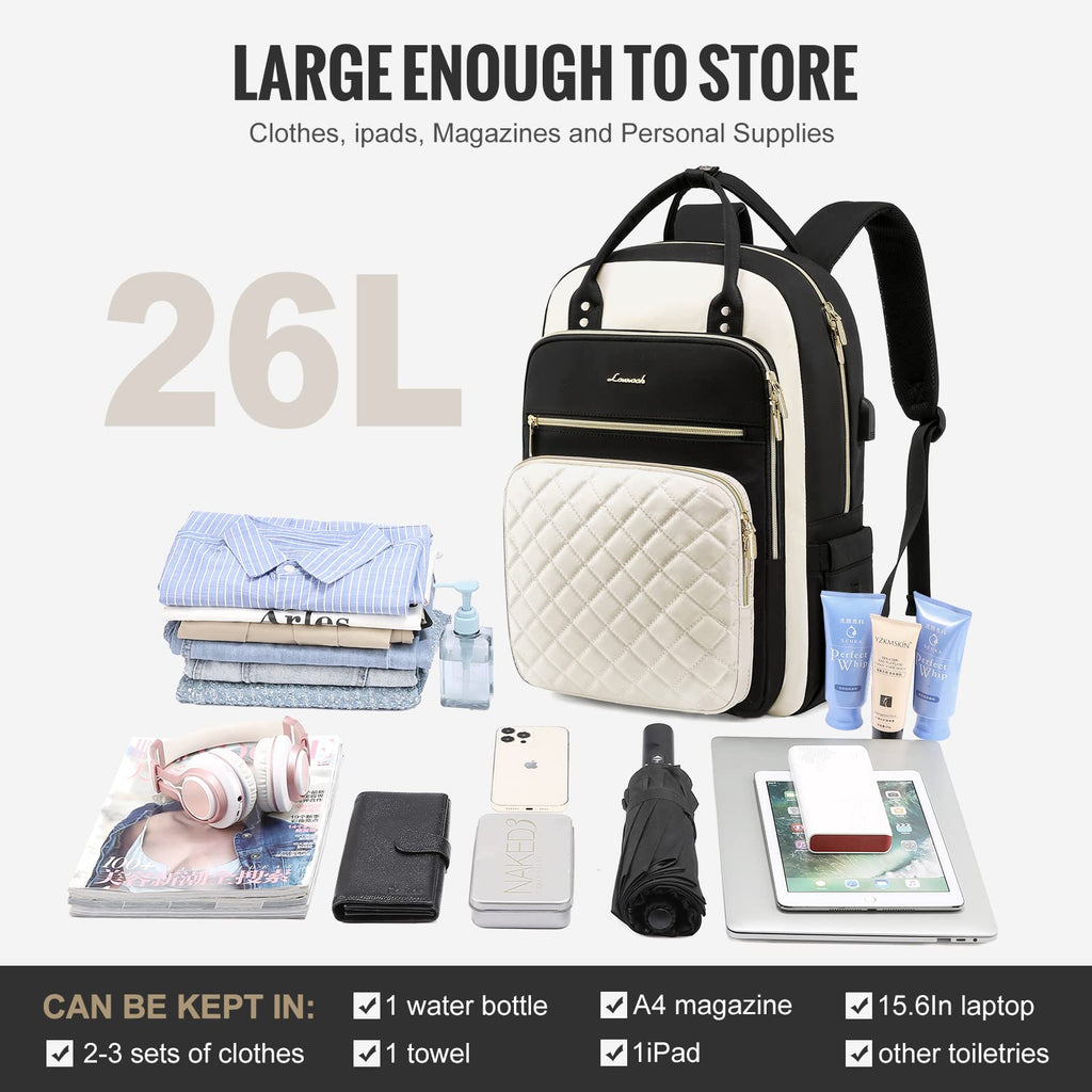 LOVEVOOK Laptop Backpack for Women, Water Resistant Travel Work Backpacks Purse College Business Teacher Nurse Computer bag with USB Charging Port