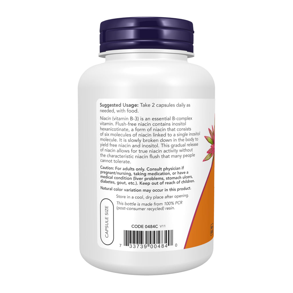 NOW Foods Supplements, Niacin (Vitamin B-3) 250 mg, Flush-Free, Nutritional Health, 90 Veg Capsules