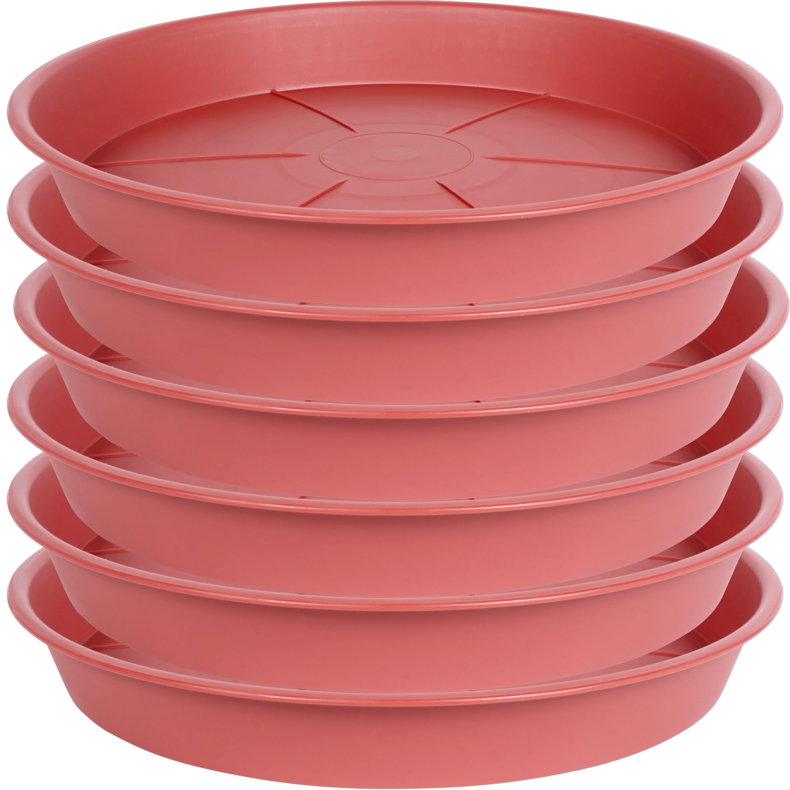OVZILKI 6 Pack of Plant Saucer Tray 4 6 8 10 12 14 17 19 22 25 inch, Heavy Duty Plastic Pot Plant Drip Trays Saucers for Indoors Outdoor, Plant Water Tray for Planters 3-5" (4", Beige)