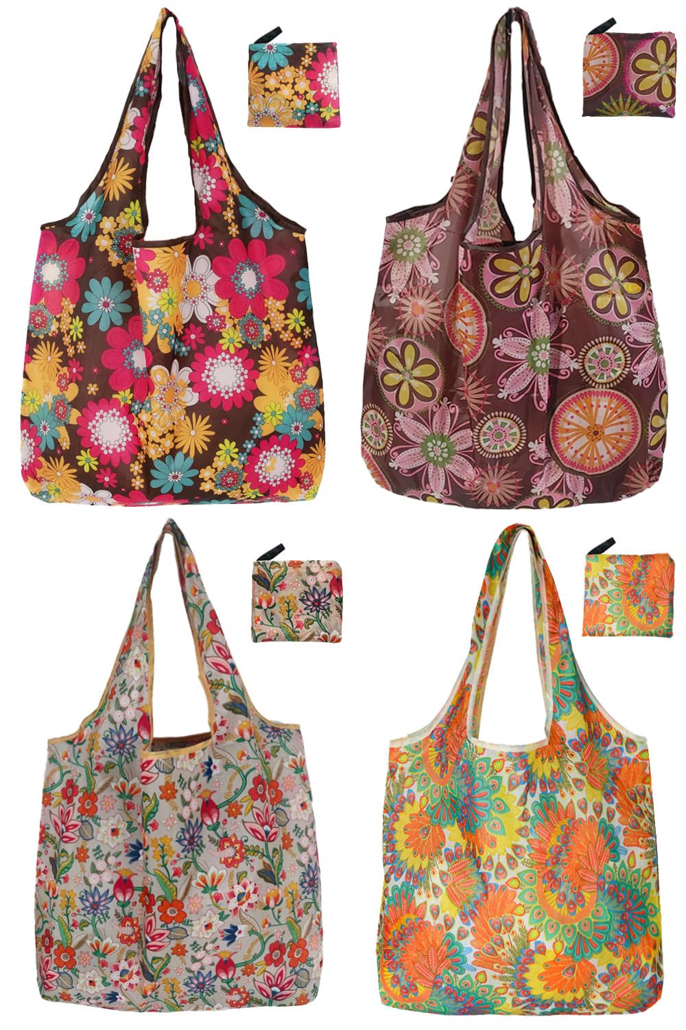 Bolsas de compras reutilizables para comestibles, paquete de 4 de 50 libras bolsas plegables grandes y lavables para mercado, compactas para un fácil almacenamiento, bolsas de tela ligeras y