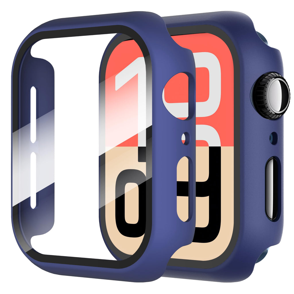 Diruite 2-Pack for Apple Watch Series 3/2/1 38mm Case, Ultra-Thin All-Around Tempered Glass Screen Protector Protection Cover for iWatch 38mm - Black