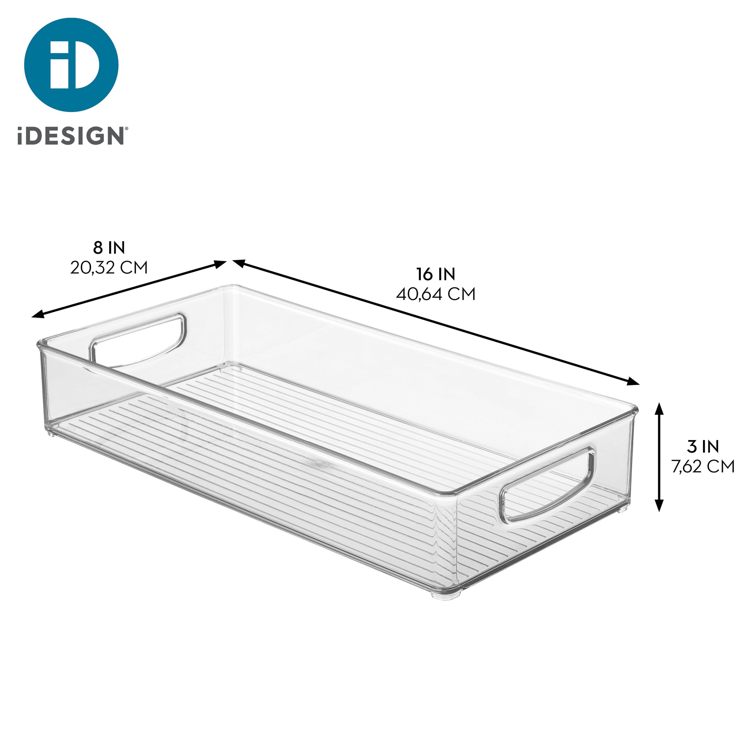 iDesign Slim Extra Long Clear Storage Bin | Narrow, Stackable, Kitchen or Pantry Organizer