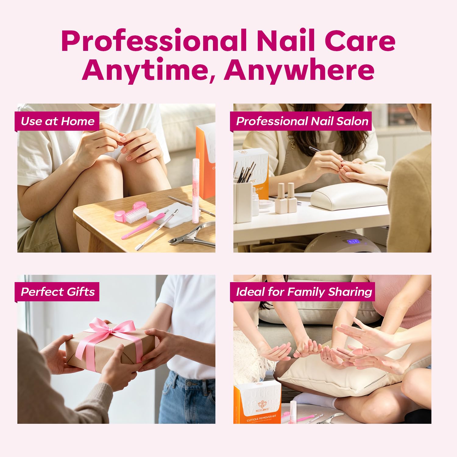 Modelones Cuticle Remover Kit Cuticle Remover Liquid & Cuticle Oil Pen Nail Kit w/Cuticle Trimmer Nail Stuff & File Cuticle Pusher & Nippers Manicure Kit for Women Nail Tools Manicure Set Nail Care
