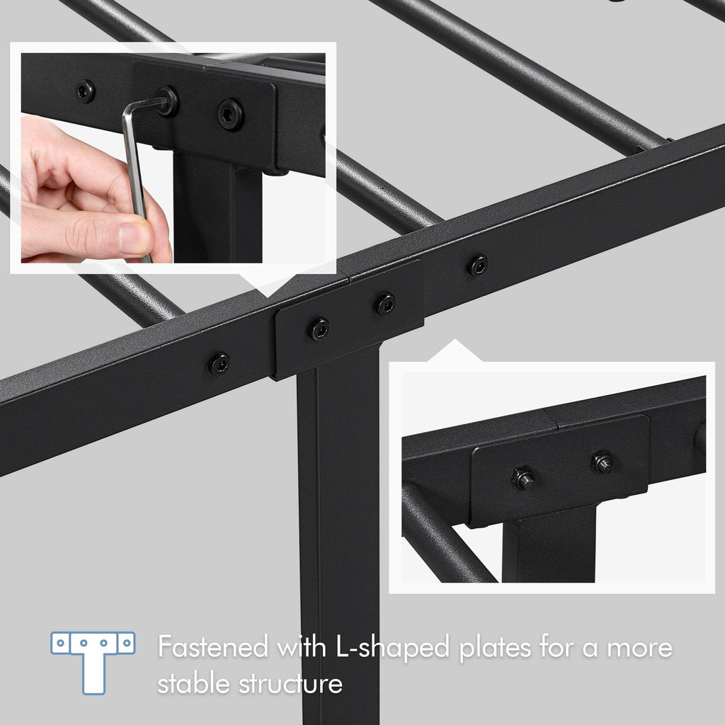 Yaheetech Twin Bed Frame Metal Platform Bed Frame Mattress Foundation with Spindle Headboard & Footboard/No Box Spring Needed/14 Inch Underbed Storage/Firm Support & Easy Set up Structure, Black