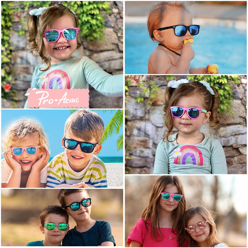 Pro Acme Kids Polarized Sunglasses, Flexible TPEE Frame Shades for Toddler Girls Boys, Ages 3-12