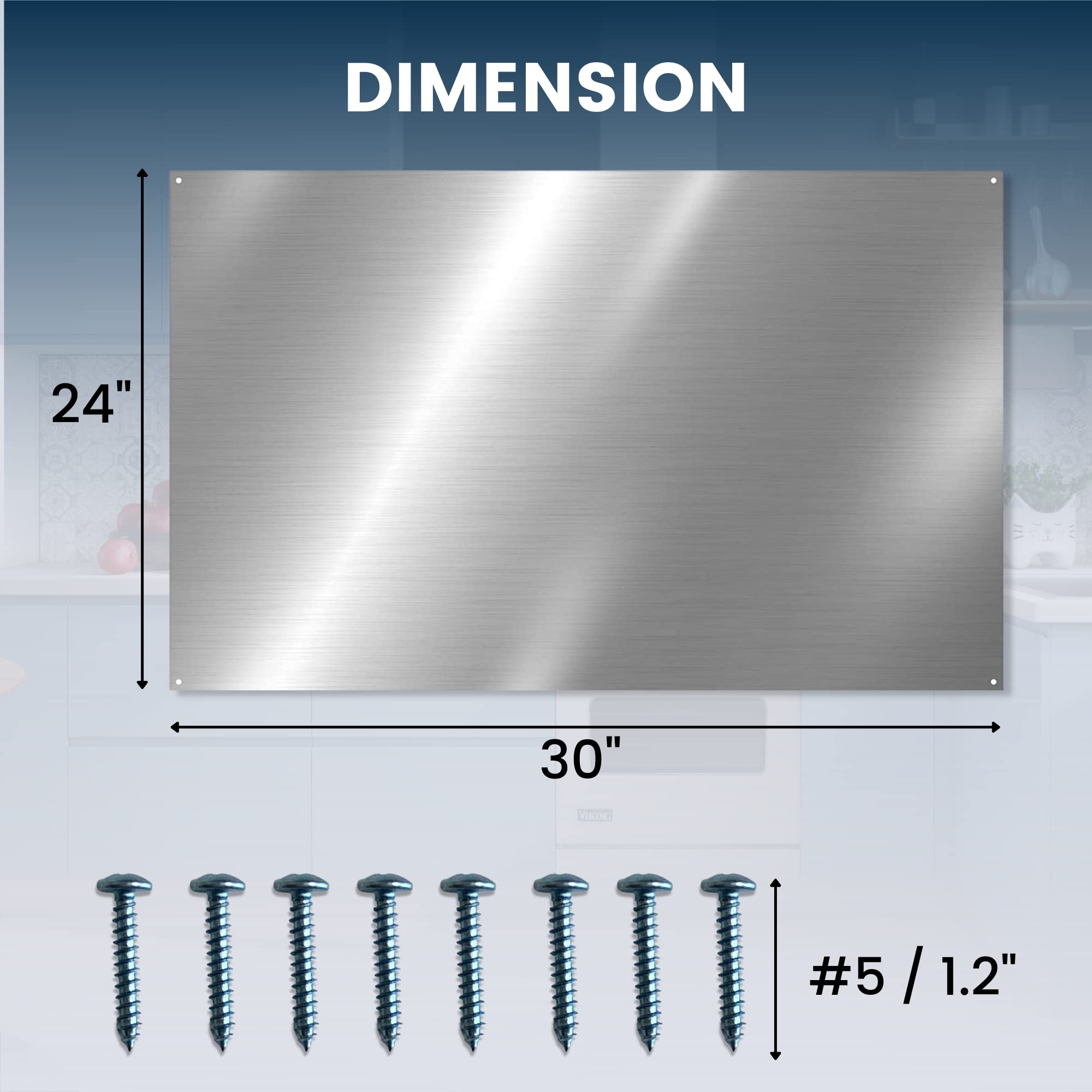 CALPALMY 30"x18" Metal Backsplash Panel for Stove – Reversible Metal Stove Backsplash Sheet with Pre-Drilled Holes, Easy-to-Clean Splatter Guard for Kitchen Walls, Includes Mounting Screws