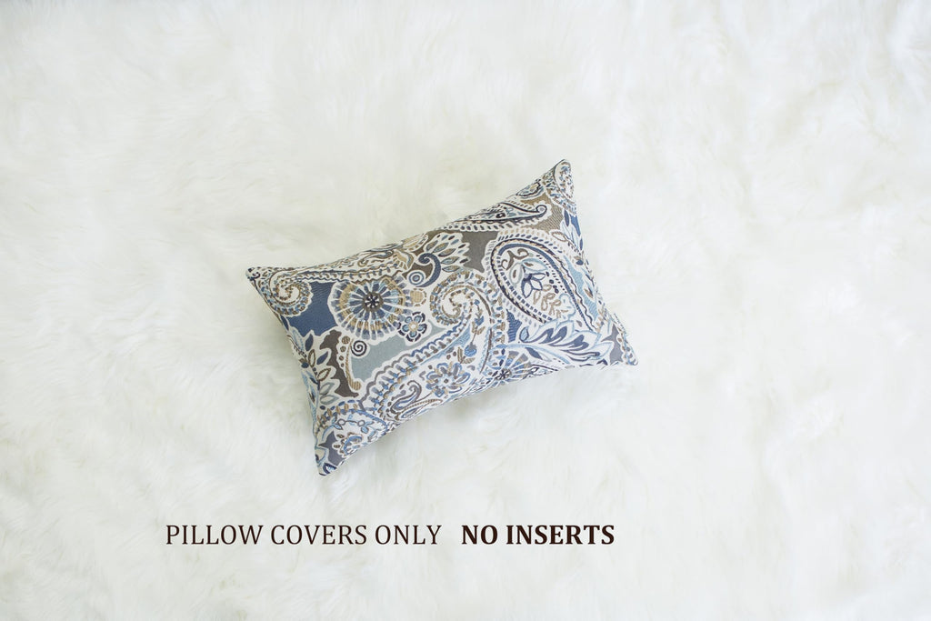 Mika Home Pack of 2 Decorative Pillow Covers Throw Pillow Cases,Paisley Pattern,18X18 Inches,Blue Brown Cream Multicolor