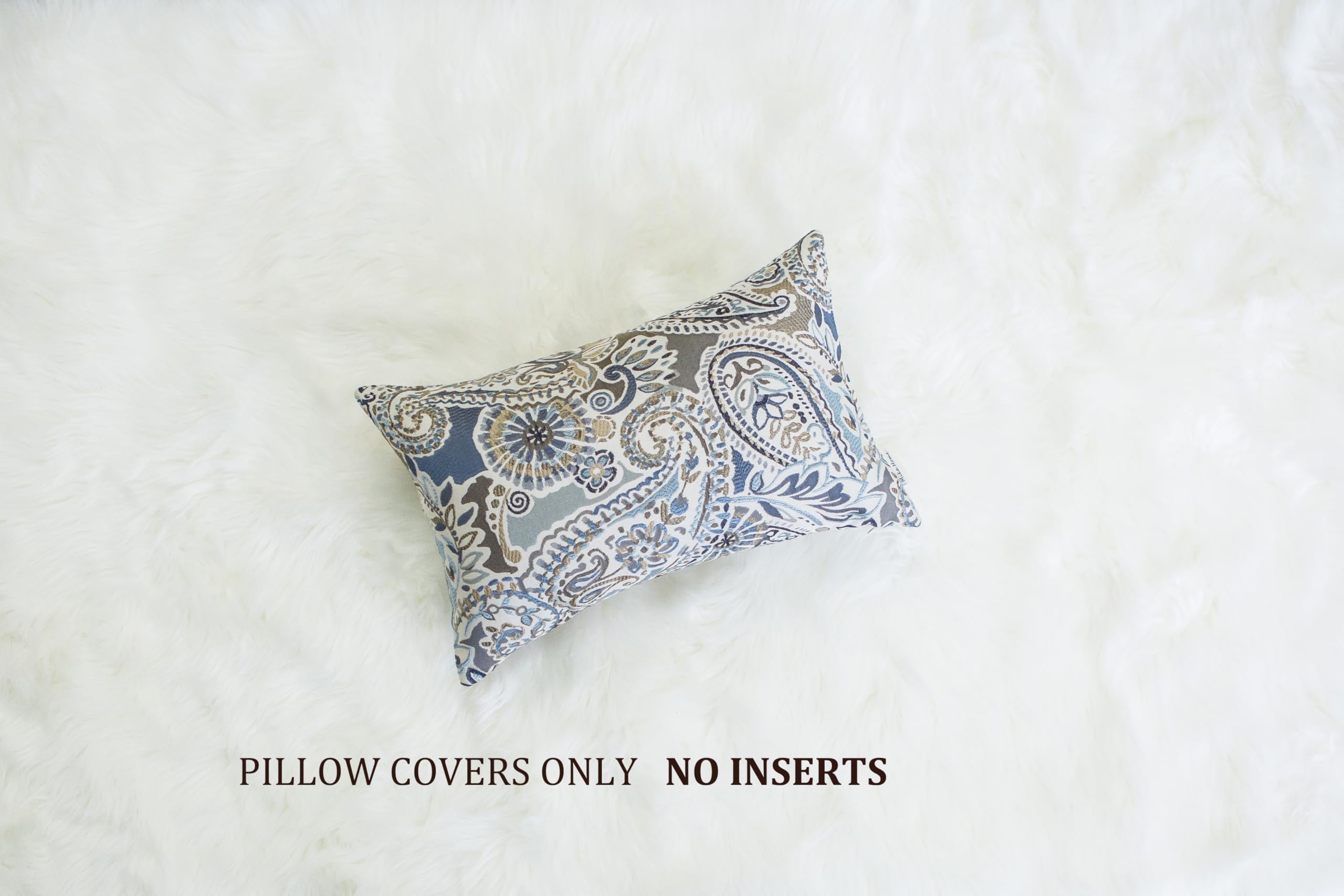 Mika Home Pack of 2 Decorative Pillow Covers Throw Pillow Cases,Paisley Pattern,18X18 Inches,Blue Brown Cream Multicolor