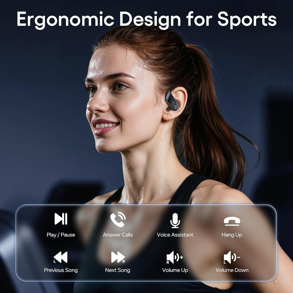 TAGRY Active Noise Cancelling Earbuds with Transparency Mode Bluetooth Headphones with Earhooks Sports