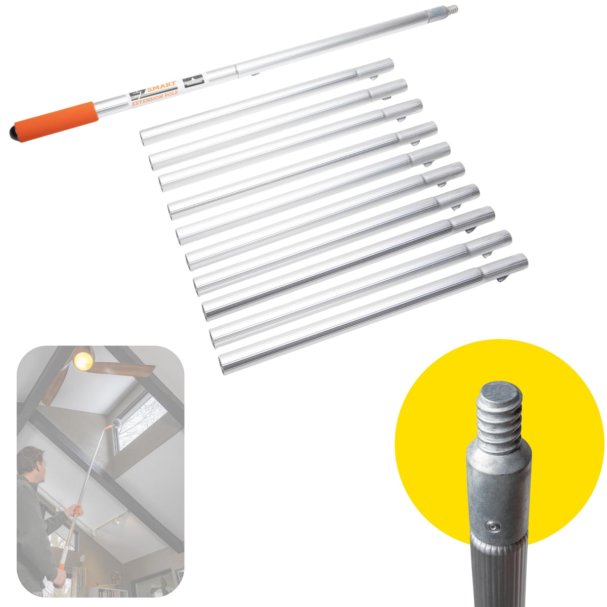16 ft Sectional Aluminum Extension Pole