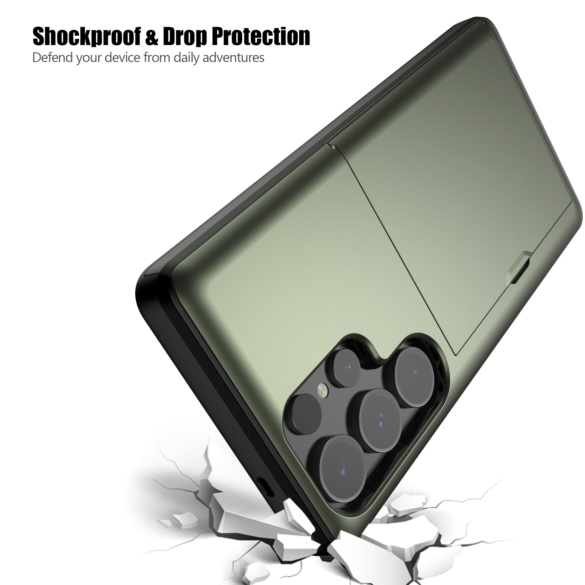 Nvollnoe for Samsung Galaxy S25 Case with Card Holder Dual Layer Heavy Duty Protective Case Hidden Card Slot Slim Wallet Cover for Samsung S25 6.2''(Black)