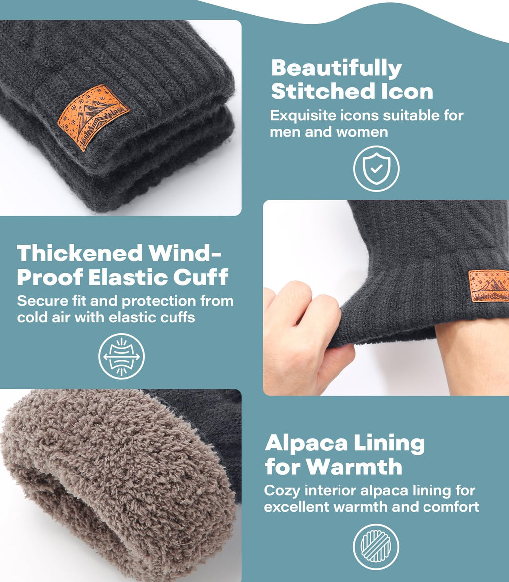CHENMEI Winter Gloves for Men Women-Warm TouchScreen Cold Weather Gloves,Wool Knit Thermal Adults Gloves for Driving Texting